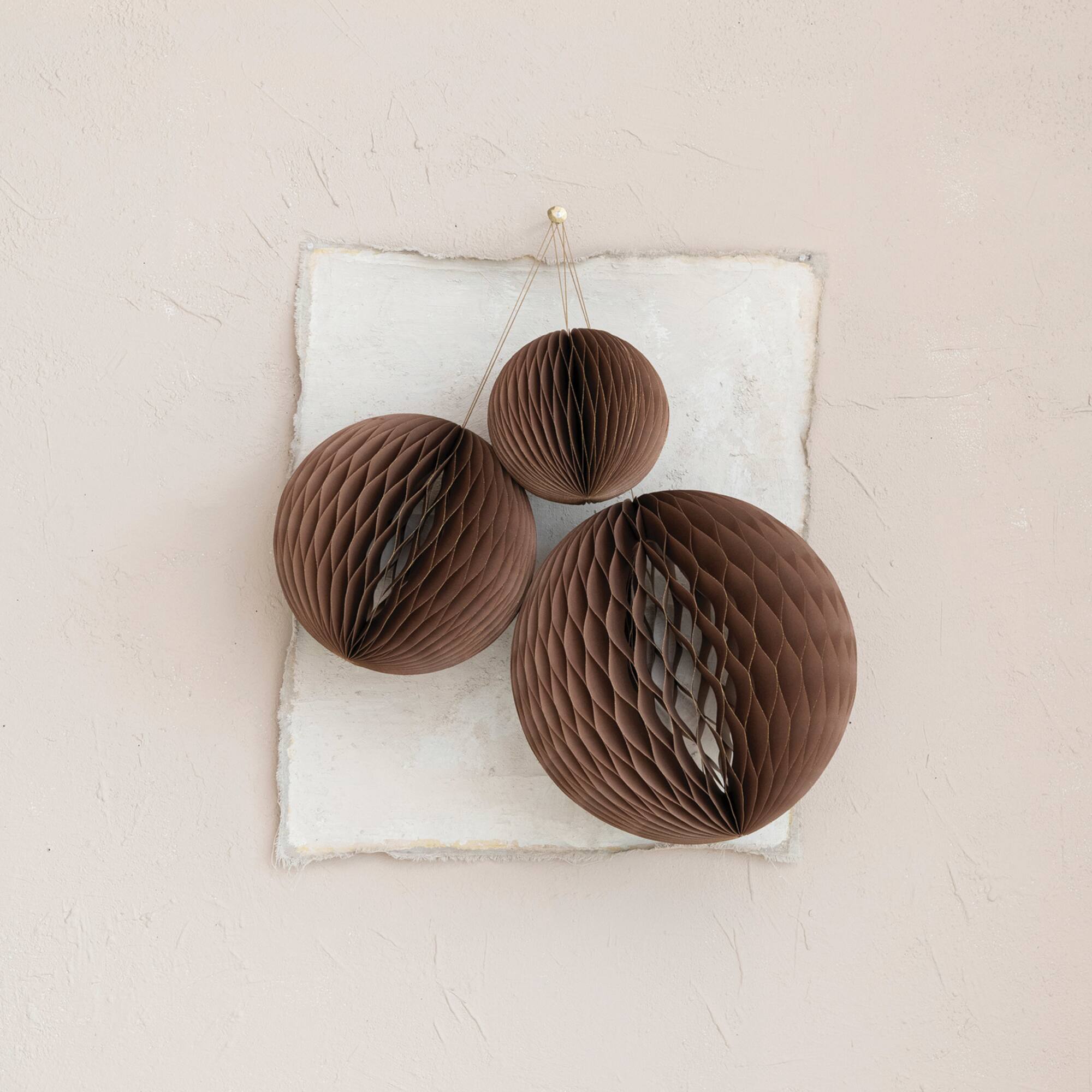 Hello Honey® Round Paper Honeycomb Ornaments with Gold Glitter Set